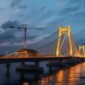 Iluminação móvel na construção da Ponte da Integração Brasil-Paraguai​
