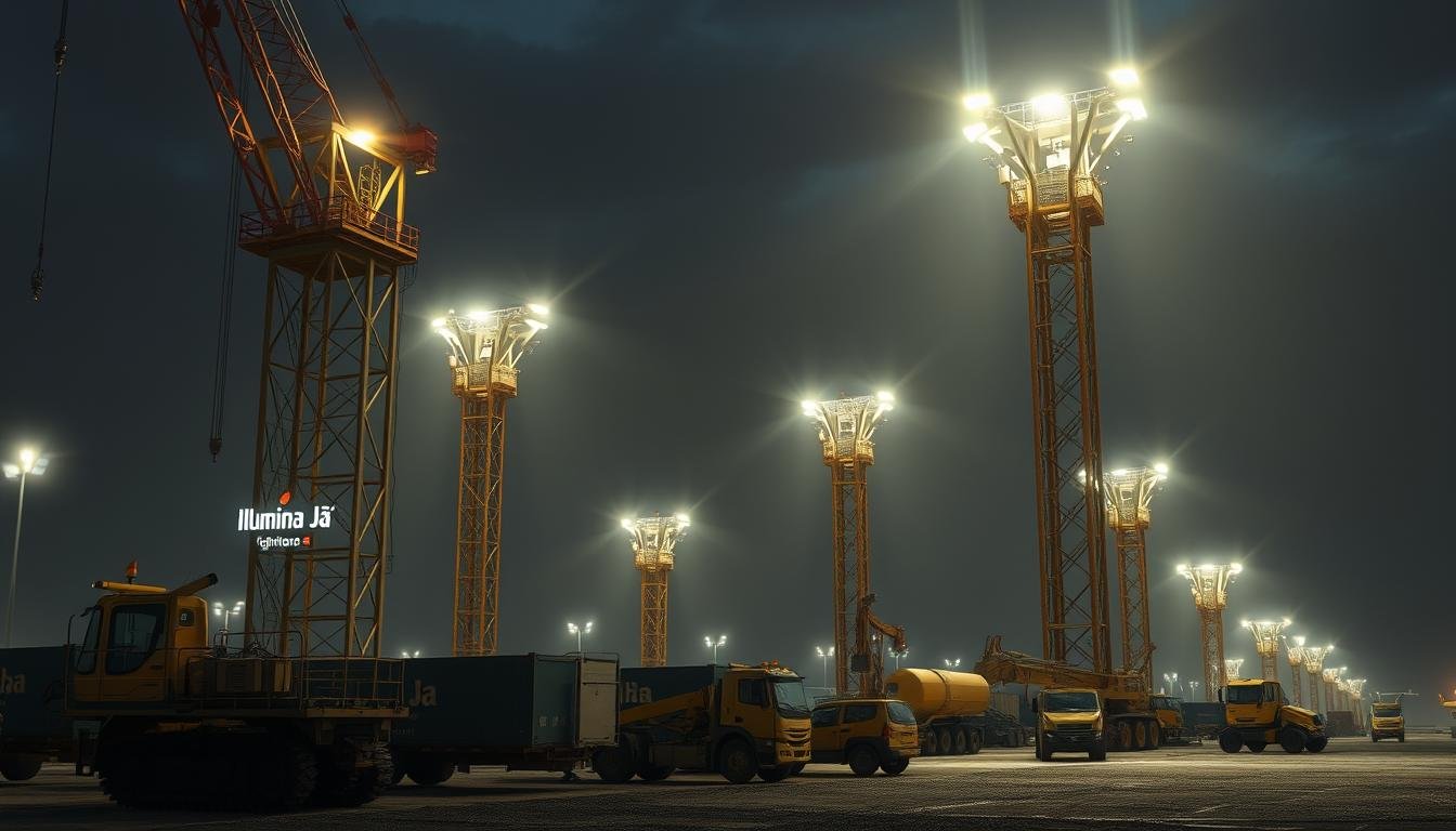 Torres de iluminação na construção de aeroportos de cargas​
