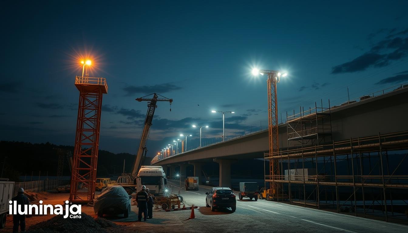 Iluminação temporária em projetos de construção de viadutos​